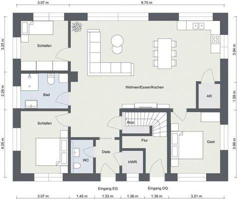 Erdgeschoss mit Bemaßung