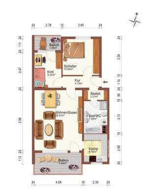 3-Zimmer-ETW, Grundriss