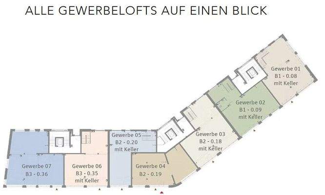 Übersichtsplan Hospital Quartier Gewerbeeinheiten