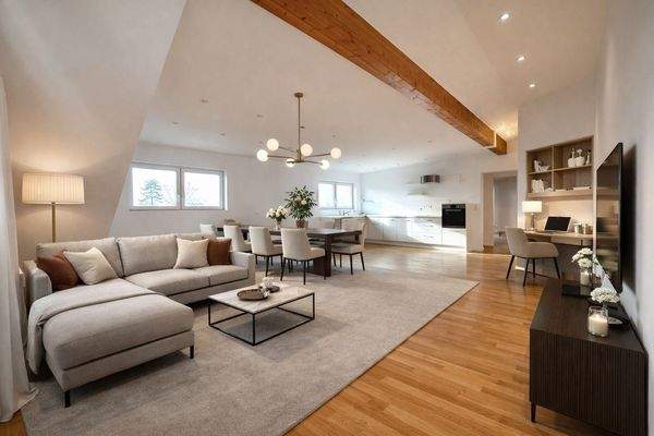 Wohn-und Essbereich virtuell gestaged