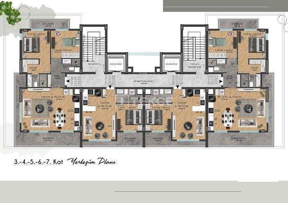 South Facing Apartments in an Extensive Project in Aksu Antalya