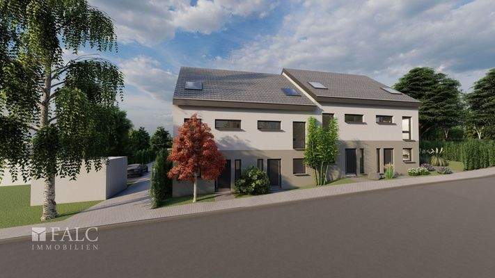 Beispielhafte Planzeichnung vorne 4 Doppelhäuser