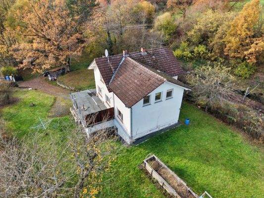 Gartenansicht mit Anbau