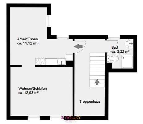 Grundriss 1 Zi.-Whg. im 1. OG