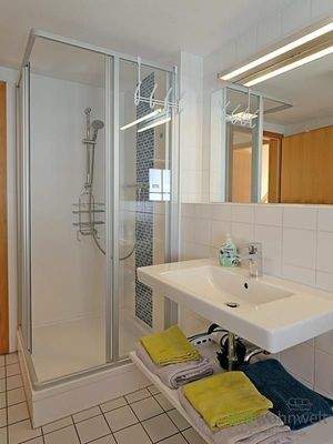 moderne Dusche und Waschtisch