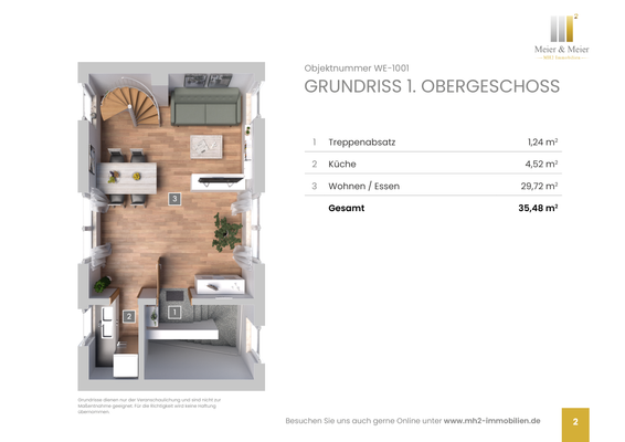 Objektnummer WE-1001 - Grundriss 1. Obergeschoss