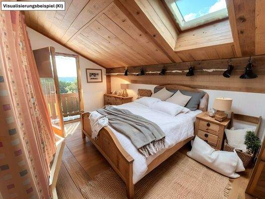 Schlafzimmer Dachgeschoss Visualisierung via Homestaging