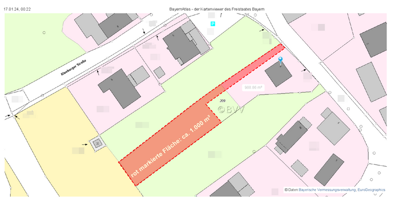 künftige Grundstücksgrenzen (ca.-Werte!)