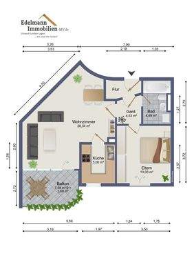 Grundriss der Wohnung