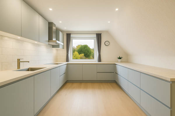 Küche im Dachgeschoss (KI generiert)