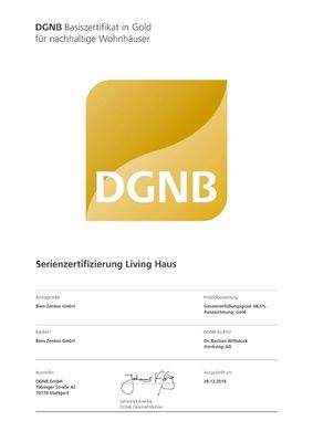 Nachhaltigkeitszertifikat in Gold 