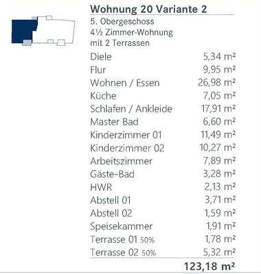 Flächenübersicht WE 20 Variante 2
