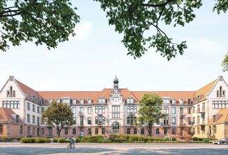 Frontansicht ehemaliges Klinikgebäude Altbau