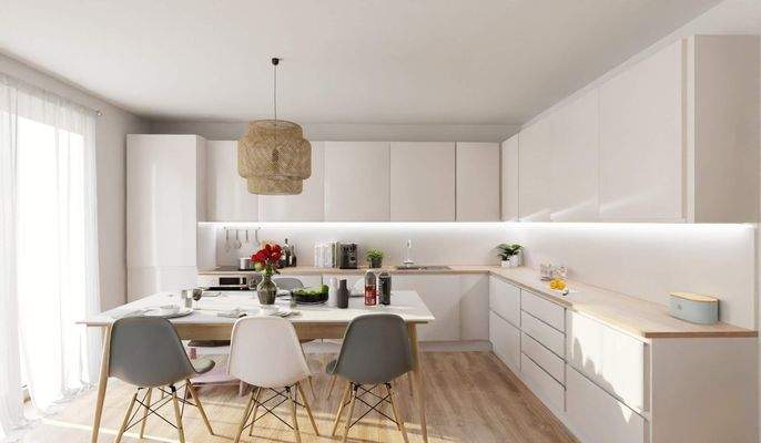 große helle Wohnküche