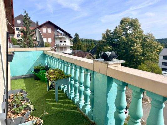 Sonniger Balkon mit Kunstrasen (DG)