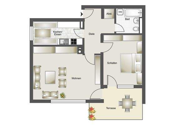 Grundriss/Möblierung nicht maßstabsgetreu - Irrtümer vorbehalten