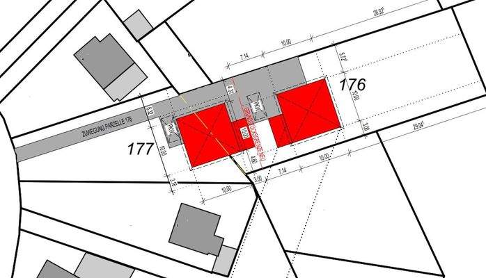 Lageplan mit zwei Häusern