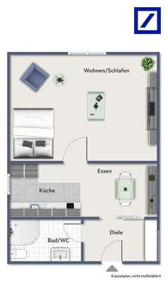 Grundriss möbliertes Appartment