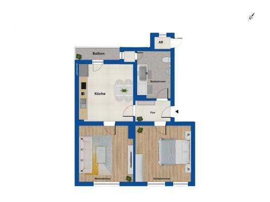 Grundriss - Wohnung 3 - 1. OG