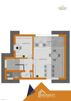 Grundriss visualisiert Gebäude 1 OG