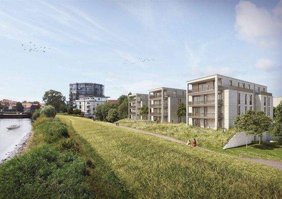 Die drei Schwingehäuser des Stadthafenquartiers