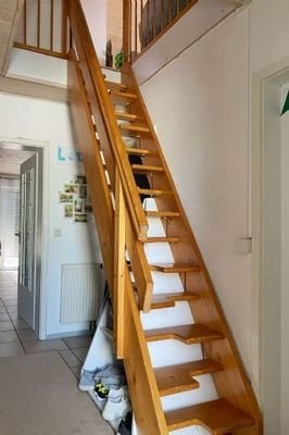 Treppe zum Wohnbereich im Dachgeschoß