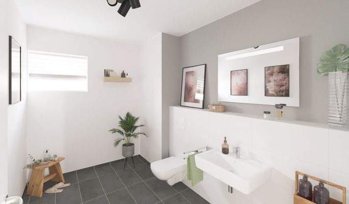 Visualisierung des Gäste-WC´s der Eigentumswohnung