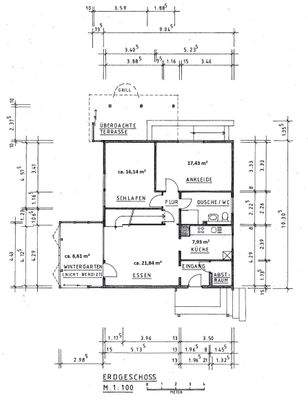 Grundriss Erdgeschoss Architekt mit Zimmergrößen