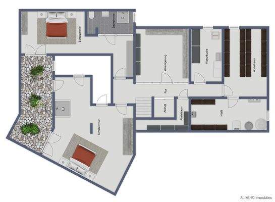 Chalet 1 UG Schlafzimmer und Wellness