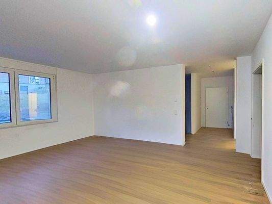 Ansicht III: Wohn- und Esszimmer mit offenem Küchenbereich