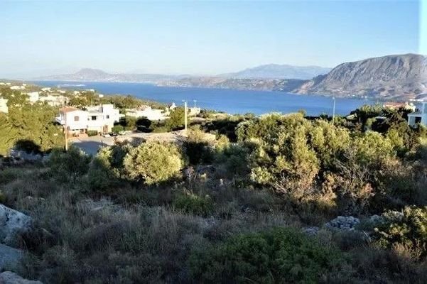 Kreta, Pithari: Grundstück mit Baugenehmigung und Meerblick zu verkaufen