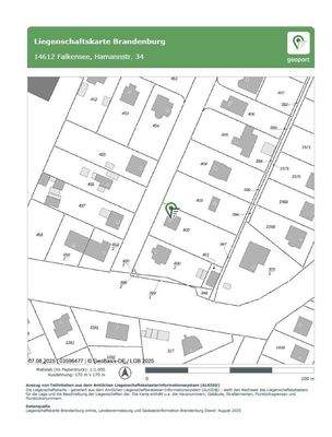 Liegenschaftskarte Hamannstraße 34 in 14612 Falkensee_2025-08-14 132122