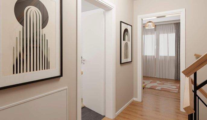 Heller und freundlicher Flur im Obergeschoss