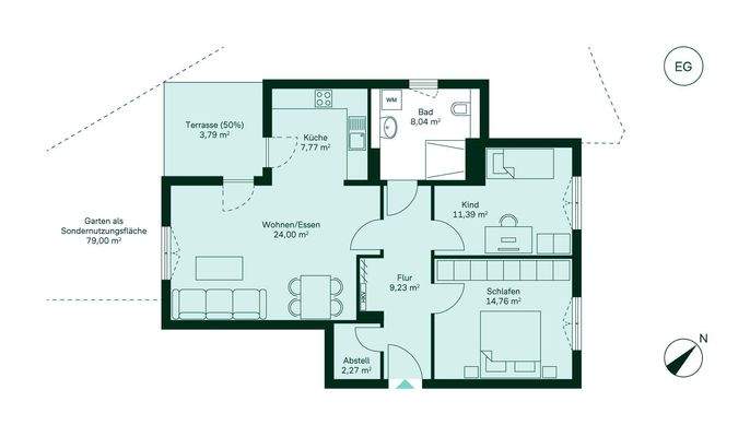 Grundriss der Eigentumswohnung WE009