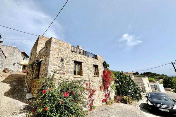 Kreta, Nofalias: Schönes, freistehendes Steinhaus mit 2 Schlafzimmern, Garten und Meerblick von der Terrasse