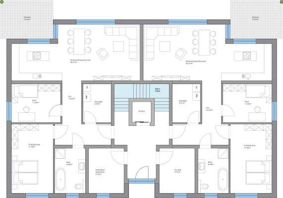 Grundriss: Wohnung 1 und 2