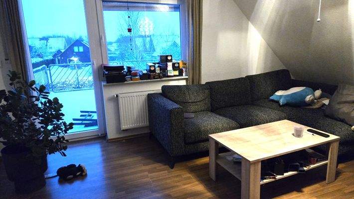 Wohnung Obergeschoss, Wohnzimmer mit Zugang zur Da