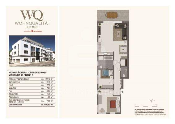 Grundriss Haus B Wohnung 18