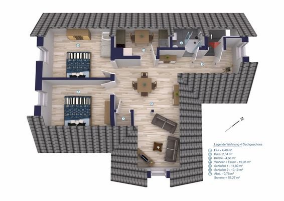 Grundriss Wohnung 4 - Dachgeschoss