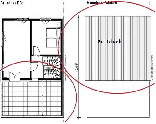 Beispielgrundrisse Staffelgeschoß mit Pultdach