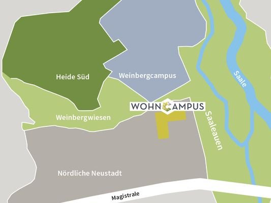 Wohncampus Lage im Stadtgebiet Halle