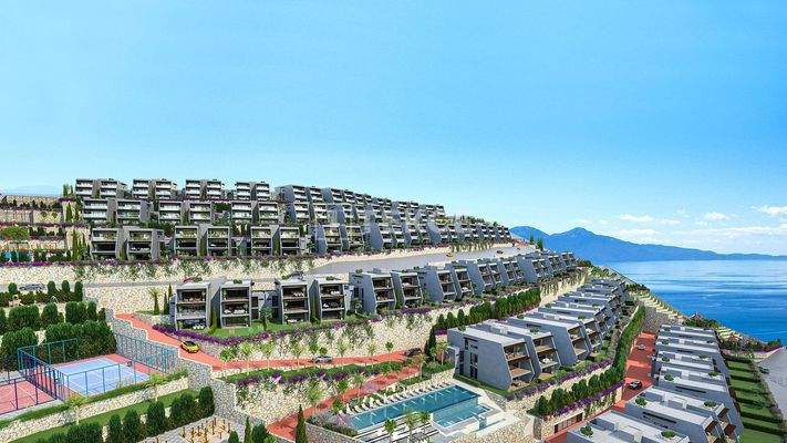 Flats in a Compound With Unblocked Sea Views in Kuşadası Turkey