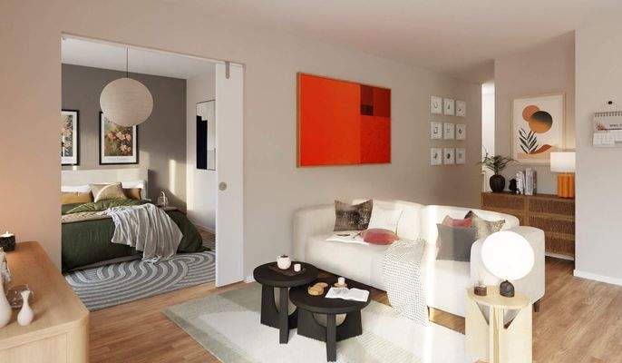 Heller Wohnbereich dank bodentiefer Fenster