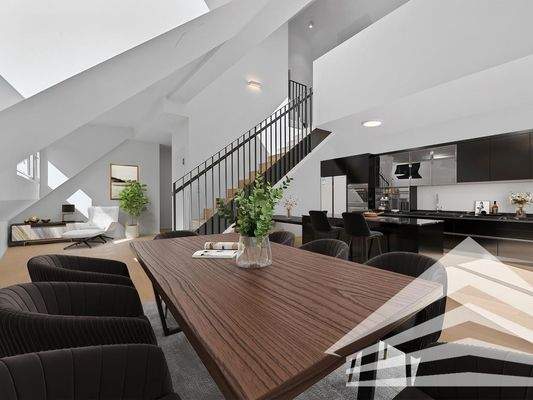 Wohn-/Esszimmer OG mit Möblierungsvorschlag