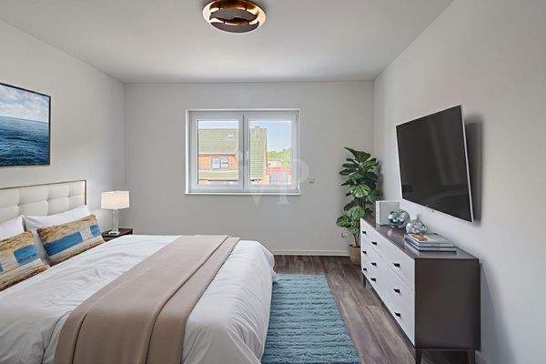 Schlafzimmer digital möbliert 