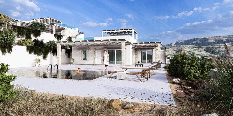 MIT VIDEO! Kreta, Makry Gialos: Neubau - Bungalow mit Pool und Meerblick zu verkaufen