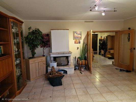 Wohnzimmer mit Kamin