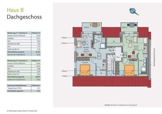 Grundriss Haus B - Dachgeschoss