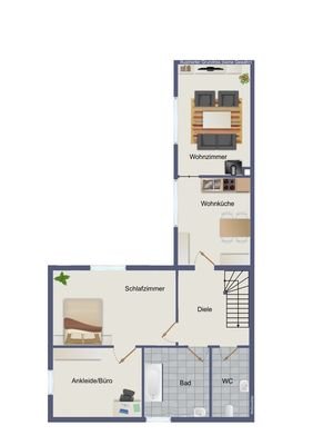 Obergeschoss, Wohnhaus 2 (kein Maßstab)