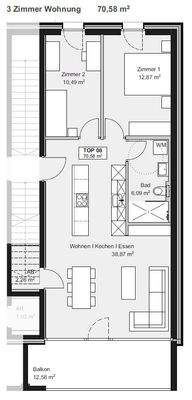 Am Römerstein in Höchst Grundriss Top D08 3-Zimmer